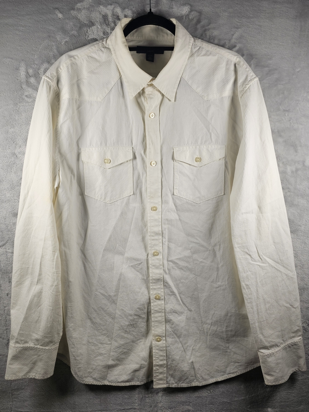 Banana Republic Sz. XL Men's White 100% Cotton Button-Up Shirt Slim Fit 17-17.5